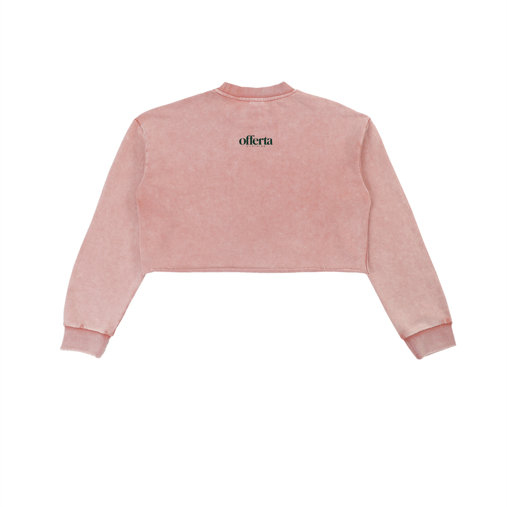 Woman Italian Time Snow Washed Raw Edge Cropped Sweatshirt